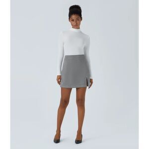 HALARA NWT High Waisted Houndstooth Mini Work Skirt Built in Shorts Size Large